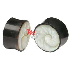  Nautilus Mother of Pearl Organic Horn PLugs 22mm 7/8 g 