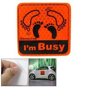   Amico Letters Im Busy Print Orange Red Square Car Sticker: Automotive