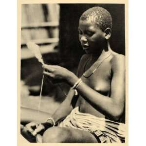  1930 Ewe Girl Woman Handspinning Spinning Ghana Africa 