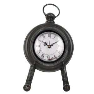  Wilco Imports Charcoal Black Metal Table Clock: Home 