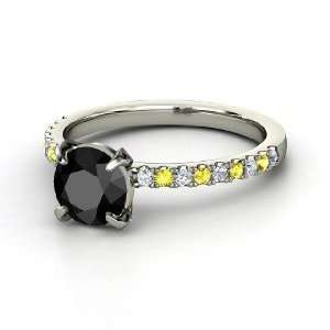 Candace Ring, Round Black Diamond 14K White Gold Ring with 