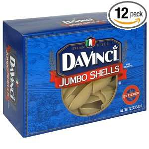 DaVinci Pasta, Jumbo Shells, 12 Ounce Boxes (Pack of 12):  