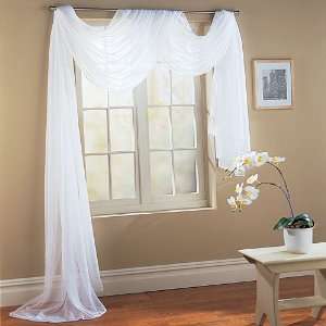 White Elegance Window Sheer Voile Scarf 60 X 216  Home 