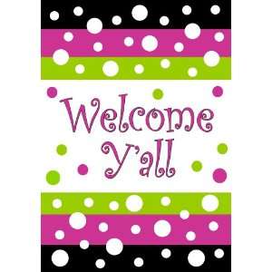  Welcome YAll Polka Dots Large Flag: Patio, Lawn & Garden