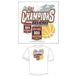   Select A T1 Miami Basketball Two Time Champions White T Shirt Large