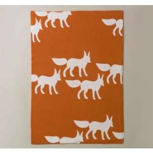  Foxes Orange Graphic Knit Blanket: Baby