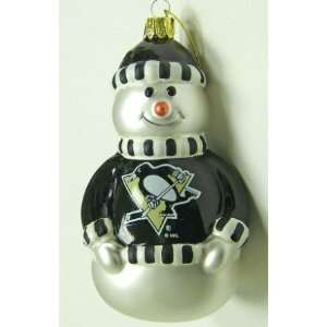 Pittsburgh Penguins NHL Blown Glass Snowman Ornament  