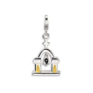 Amore LaVita(tm) Sterling Silver Enameled Church Bell w/Lobster Clasp 