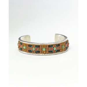  Coldwater Creek Woven bead cuff Multicolor bracelet 