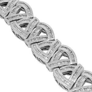  14K White Gold Mens Diamond Bracelet 7.71 Ctw: Jewelry