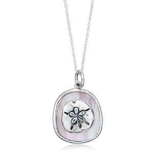  Mother of Pearl Sand Dollar Necklace in Sterling Silver 