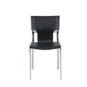  17212BLK Vinnie Leather Side Chair in Black (Set of: Home 