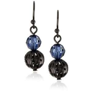  1928 Jewelry Blue Bead Ball Drop Earrings: Jewelry