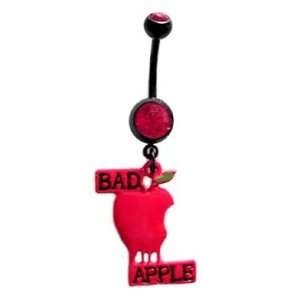  Black Barbell Bad Apple Lol goth Dangle Belly button Navel 