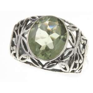    925 Sterling Silver GREEN AMETHYST Ring, Size 6.5, 6.19g: Jewelry