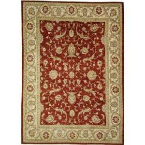  91 x 128 Red Hand Knotted Wool Ziegler Rug: Furniture 