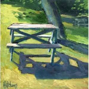  Picnic Table for Two, Original Painting, Home Decor 