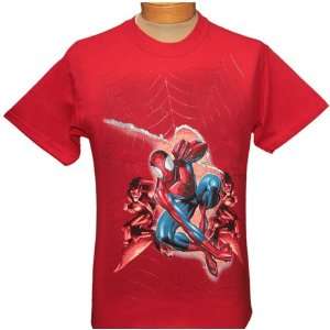  Red Adult Size Large Spiderman & Web Short Sleeve T Shirt 