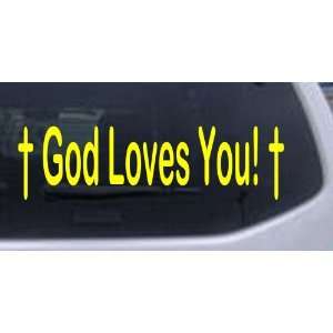 God Loves You Christian Car Window Wall Laptop Decal Sticker    Yellow 
