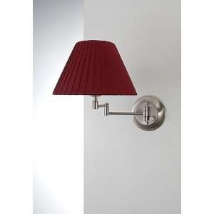   Nickel Single Light Energy Star Swing Arm Wall Sconce with Burgundy