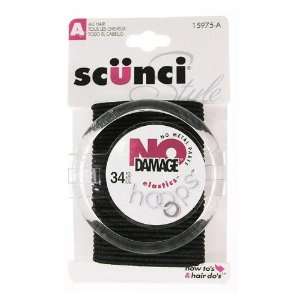 SCUNCI Black No Damage Hair Elastics With Hoop, 28 per pack, 3 packs 