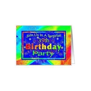  39th Surprise Birthday Party Invitations Fireworks Card 