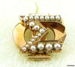 SIGMA PHI   fraternity 1937 Vintage Pearl 10k Gold PIN  