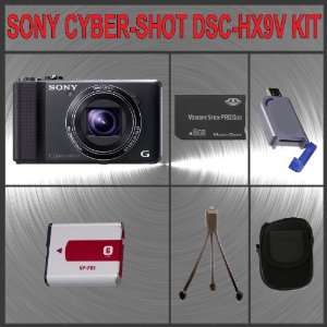 Cyber shot DSC HX9V Digital Camera (Black) + Huge Accessories Package 