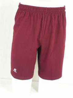 Russell Athletic 100% Cotton Elastic Waist Workout Shorts Maroon Green 
