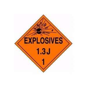  DOT Placards EXPLOSIVES 1.3J (W/GRAPHIC) 10 3/4 x 10 3/4 