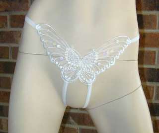 Pairs Butterfly Crotchless Thongs White & Lilac 1 Sz  