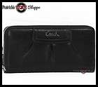 BNWT COACH LEATHER PLEATED ZIP AROUND WALLET 45302 BLACK NEW