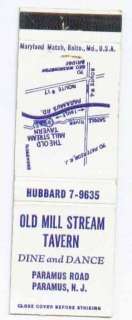 Vintage Matchbook   Old Mill Stream Tavern #2055  