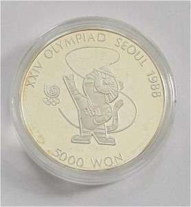 KOREA SILVER CROWN 5000 WON SEOUL OLYMPICS 1988 PROOF  