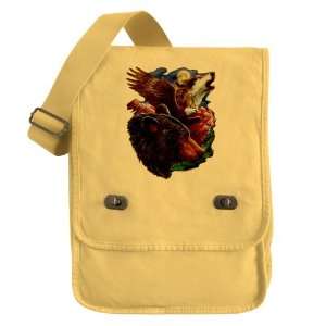   Messenger Field Bag Yellow Bear Bald Eagle and Wolf: Everything Else