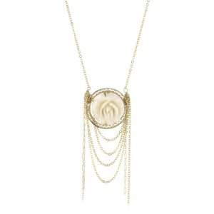  Nola Singer Stella Ivory Rose and Gold Brooch Necklace 
