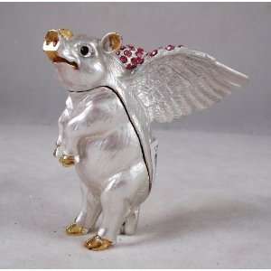  When Pigs Fly Winged Flying Pig Jeweled Trinket Box: Home 