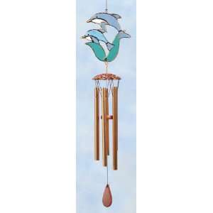   Art Small Dolphins Stained Glass Wind Chimes: Patio, Lawn & Garden