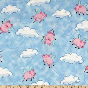   44 Wide When Pigs Fly Sky Fabric By The Yard: Arts, Crafts & Sewing