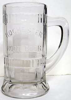 1930s Rochester Root Beer Embossed Glass Mug  