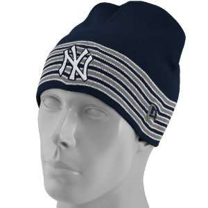   New York Yankees Navy Blue Five Stripe Knit Beanie: Sports & Outdoors