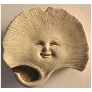   Stone Casey Sprout Plaque   Concrete Ginkgo Plant Leaf Face Sculpture