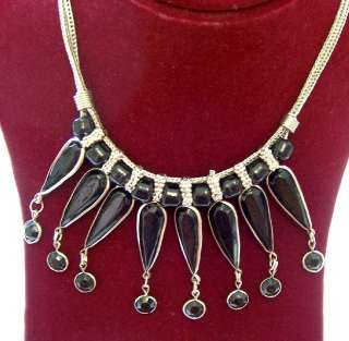 Bollywood Asian belly dance necklace earring set black  