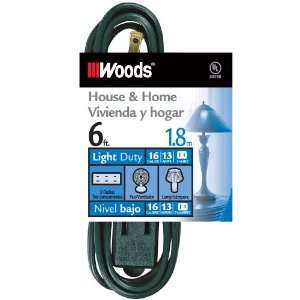  Woods 12600G 6 Foot 3 Outlet Indoor Extension Cords, Green 