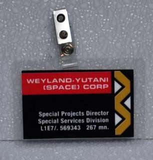 Aliens ID Badge Weyland Yutani (Space) Corp Special Projects Director 
