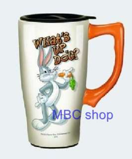 Looney Tunes Cartoons Ceramic Coffee Travel Mug Java Cup,Plastic Cover 