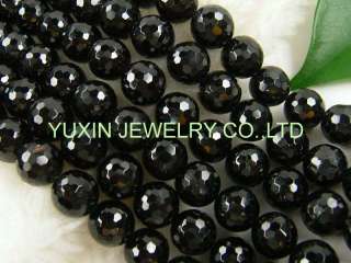 YSS316 Black tourmaline round faceted beads strand 16  