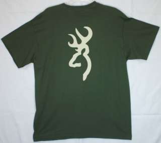 Browning T Shirt Buckmark Deer Logo Hunting Rifle Gun Military Green 