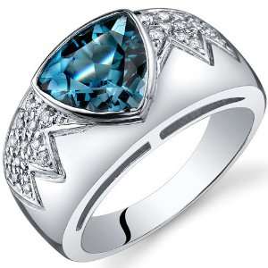 Glam Trillion Cut 2.00 Carats London Blue Topaz Cubic Zirconia Ring in 