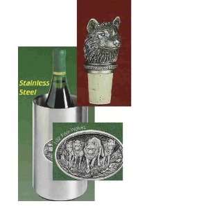  Wolves Wine Chiller with Wolf Head Bottle Stopper Kitchen 